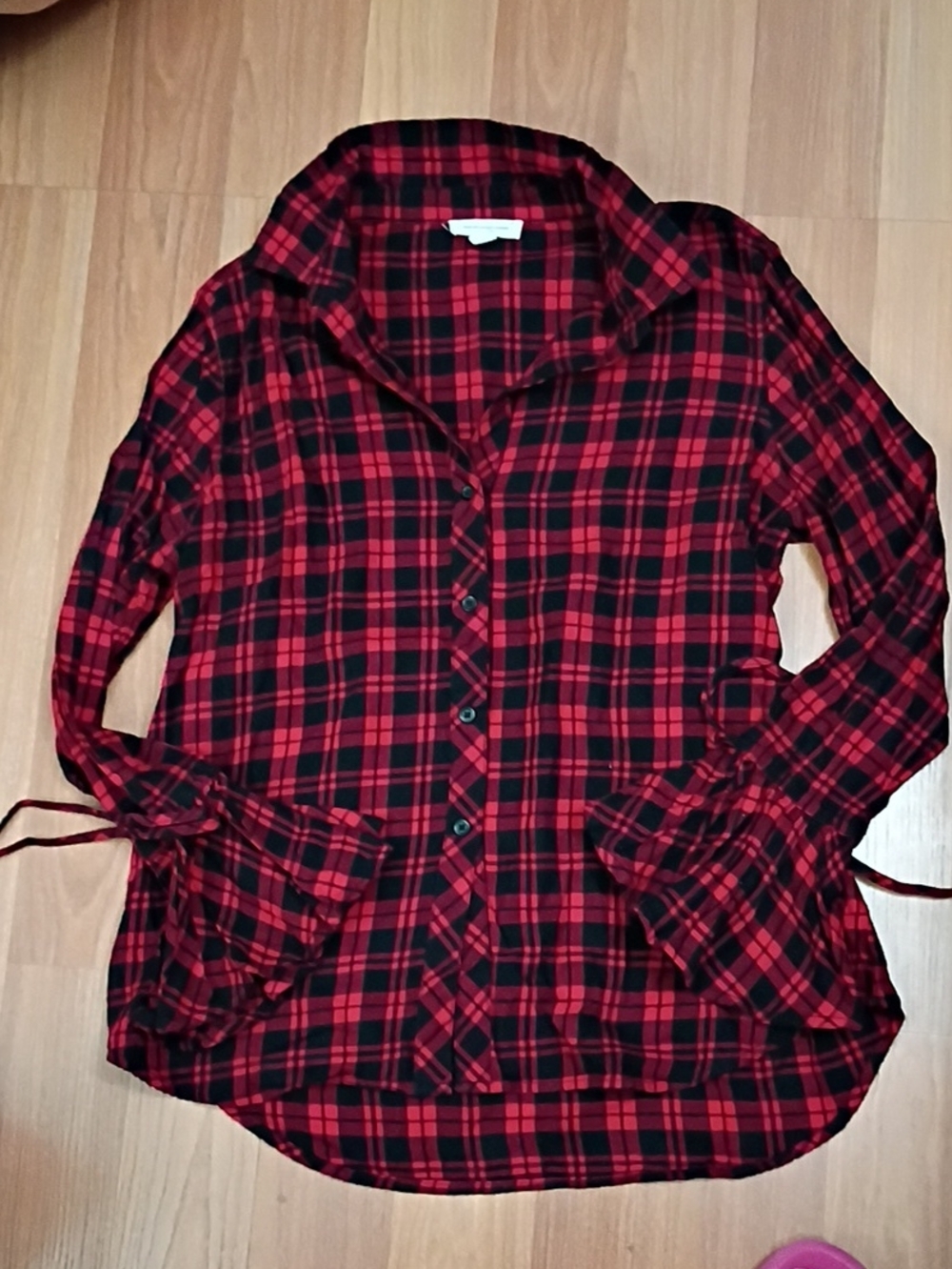 beachlunchlounge Red and Black Plaid Shirt